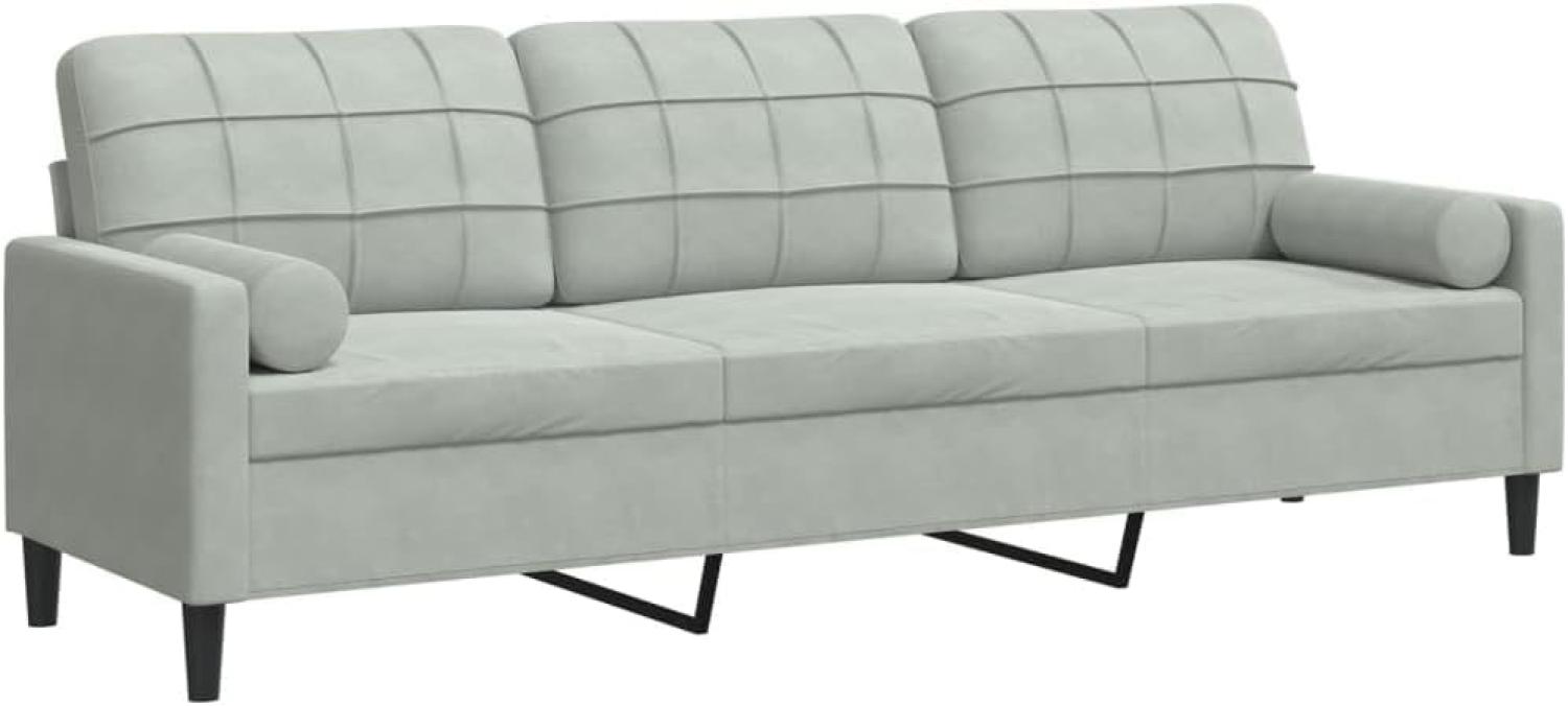 Sofa 3-Sitzer mit Zierkissen Hellgrau 210 cm Samt 3278239 Bild 1