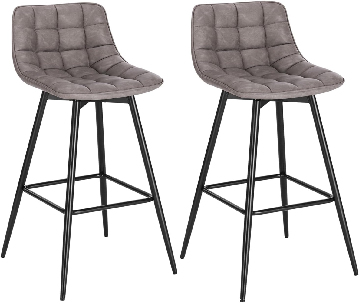2er-Set Designer Barstuhl mit Fußstütze Kunstleder, Metallbeine Elif dunkelgrau Bild 1