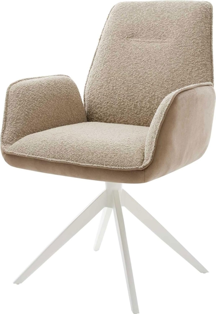 Drehstuhl Zoa-Flex Materialmix Schlamm Kreuzgestell breit Weiß 360° drehbar Wippfunktion Taschenfederkern Bild 1