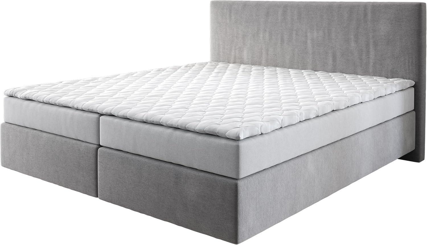 Boxspringbett Dream-Well Mikrofaser Grau 180x200 cm mit Matratze und Topper Bild 1