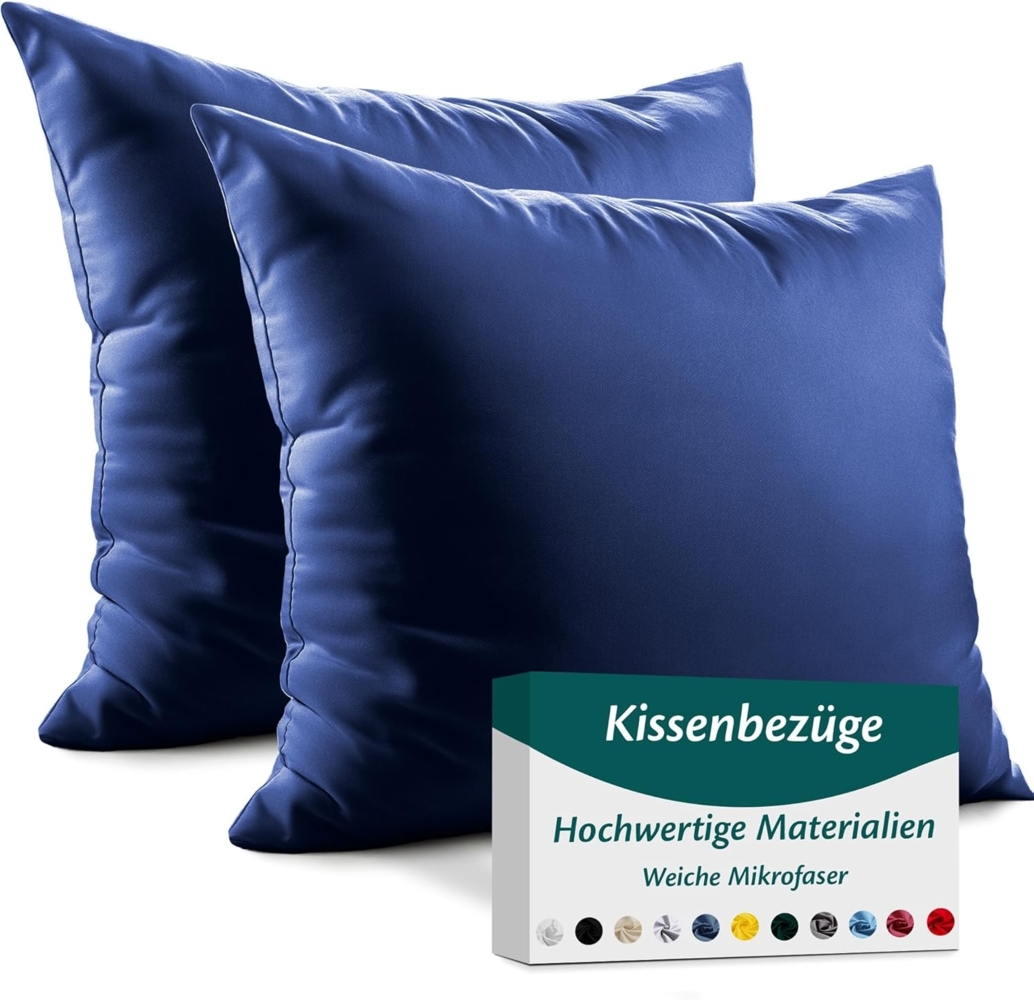 Kissenbezug 65x65 Mikrofaser Premium 2er Set Kissenhülle Deko für Kissen Sofa/Bett Stoff Superweicher Resistent Hypoallergen Anti-Milben Atmungsaktiv Kopfkissenbezug mit Verdecktem Zip Voll Waschbar Bild 1