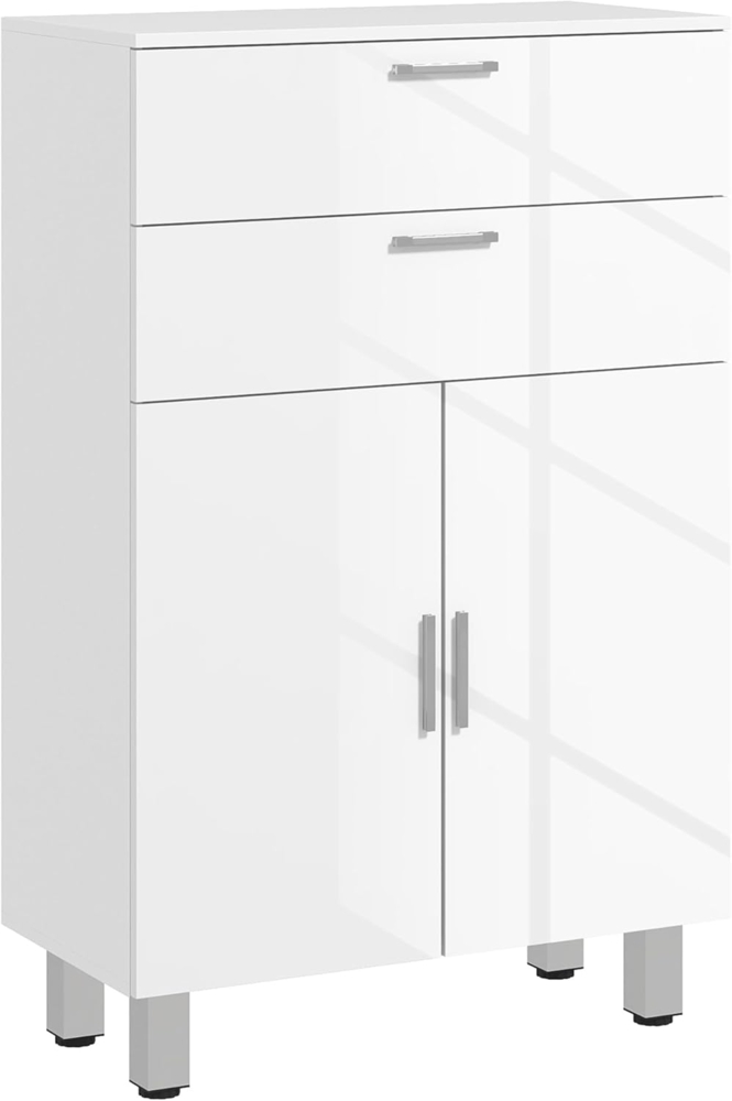 Kleankin Badkommode Badezimmerschrank (Badezimmer-Aufbewahrungsschrank, 1 St, mit Schublade, verstellbare Regale), 60 x 30 x 93 cm, Weiß Bild 1