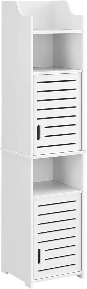 Badezimmerschrank Mora 135x32x32 cm mit 3 Ablagen WPC Weiß en. casa Bild 1