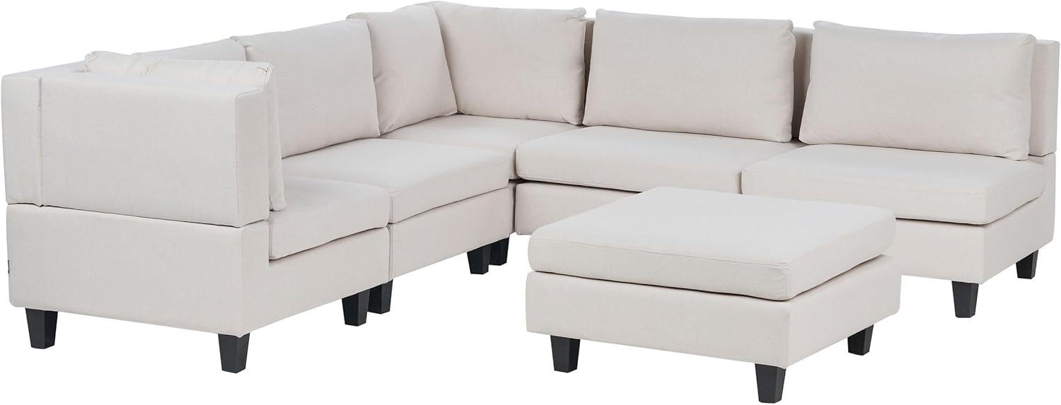 Ecksofa mit Ottomane UNSTAD Helles Beige Stoff Bild 1