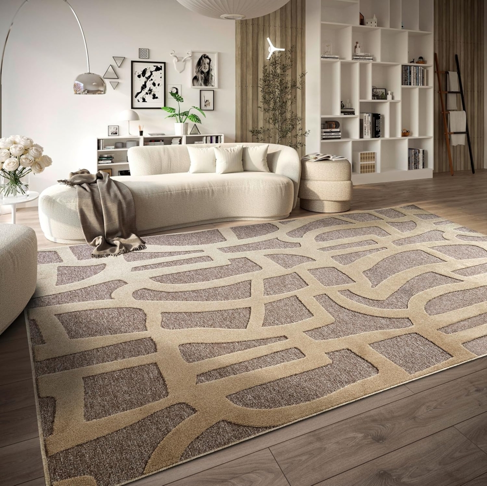 Villeroy & Boch Teppich Therese, rechteckig, Höhe: 5,5 mm, Nachhaltig, Wohnzimmer, Schlafzimmer, Modern, Hoch-Tief Effekt, Flur Bild 1