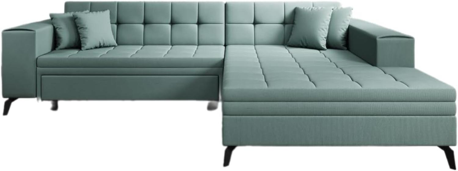 Designer Sofa Frida mit Schlaffunktion Stoff Grün Rechts Bild 1