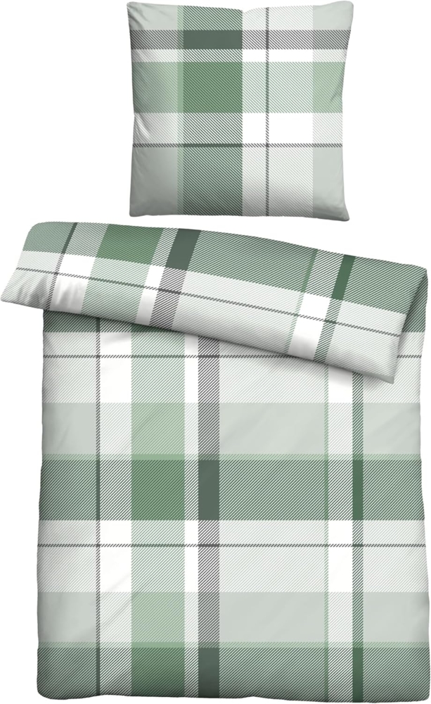 Traumhaft schlafen - Castell - Markenbettwäsche Feinbiber Bettwäsche 0306725 KARO GROß, mint, 1x 135x200 cm + 1x 80x80 cm Bild 1