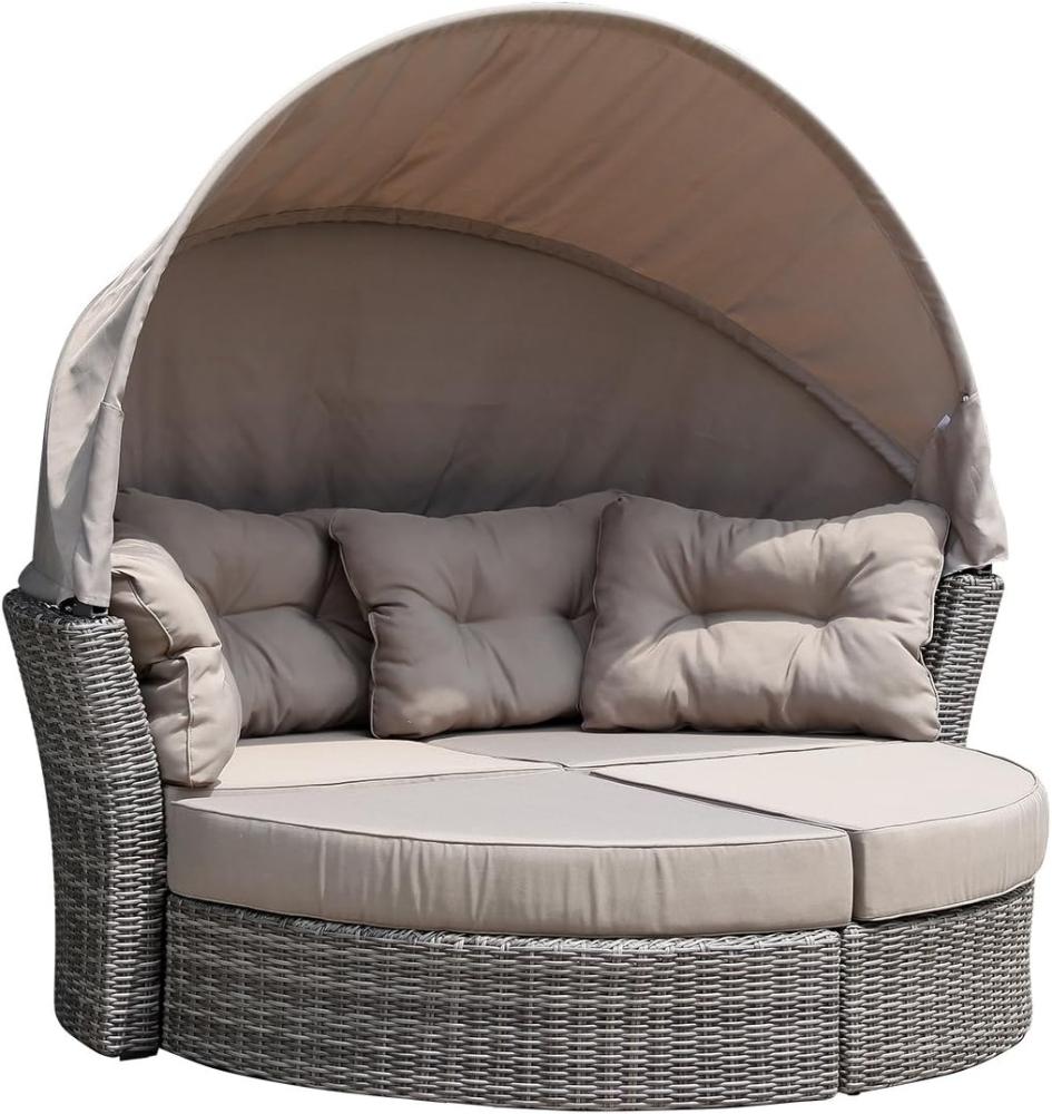 Relaxinsel MARBELLA, Alu + Polyrattan grau bicolor, Polster taupe Bild 1