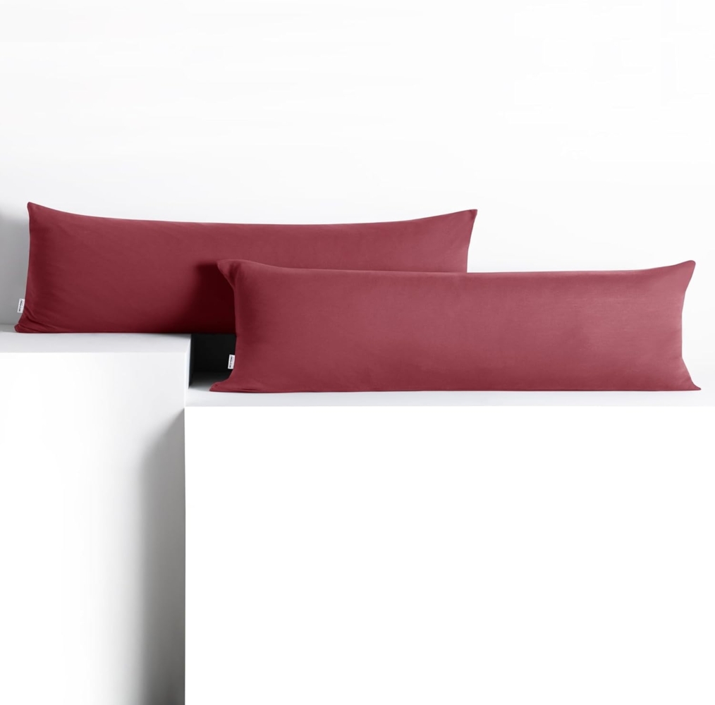 DecoKing 2 Kissenbezüge 20x120 cm Jersey 100% gekämmte Baumwolle Reißverschluss Altrosa Amber Bild 1