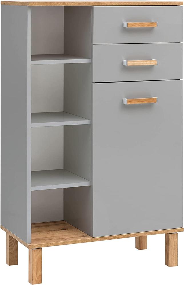 Schildmeyer Padua Highboard 148815, Platingrau/Eiche Landhaus Dekor, 67,0 x 35,0 x 114,5 cm (B/T/H) Bild 1