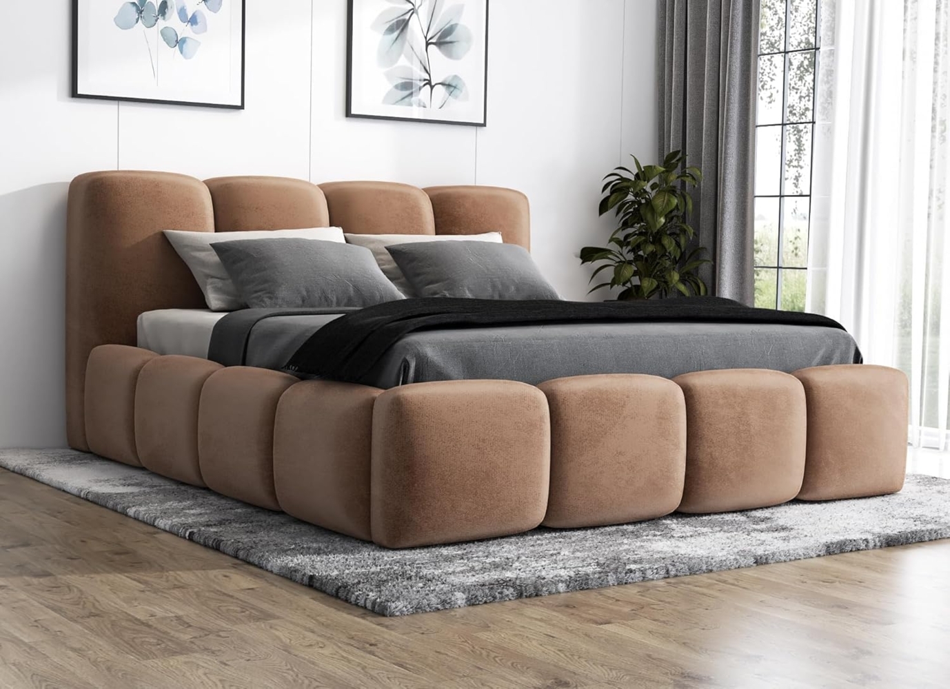 Polsterbett DONA 90x200 mit Matratze, Bettkasten und Lattenrost. Farbe: Tabak 3 Bild 1