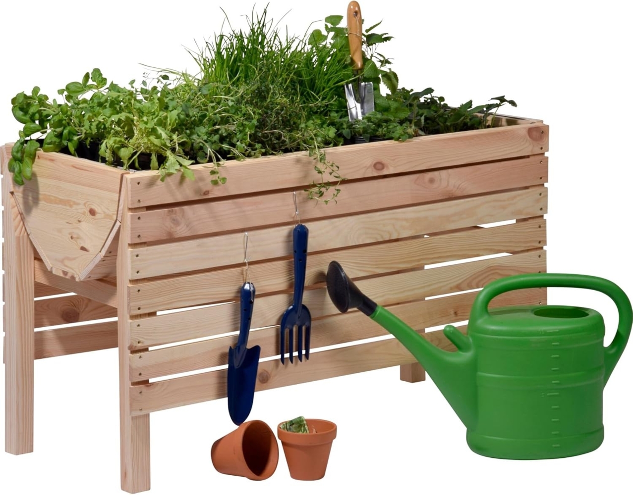 dobar® 58196e großes Hochbeet | Erhöhtes Gemüsebeet | Kräuterbeet aus Holz | Pflanzkasten für Balkon/Garten/Terrasse | Salatbeet für die Anzucht | 100 x 45 x 60 cm | Natur Bild 1