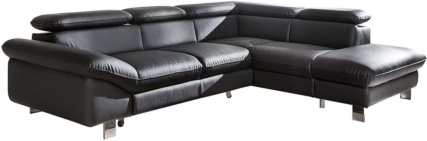 Mivano Ecksofa Driver mit Schlaffunktion und Stauraum / Ledersofa in L-Form mit Ottomane rechts / Inkl. verstellbare Kopfstützen / 266 x 73 x 214 / Kunstleder schwarz Bild 1