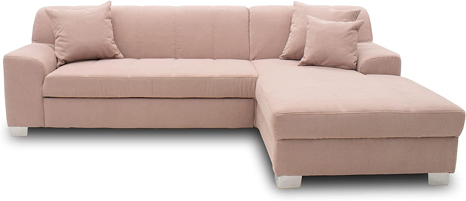 DOMO. collection Capri Ecksofa | Eckcouch in L-Form mit Schlaffunktion, Polsterecke Schlafsofa, rosa, 239 x 152 x 75 cm Bild 1