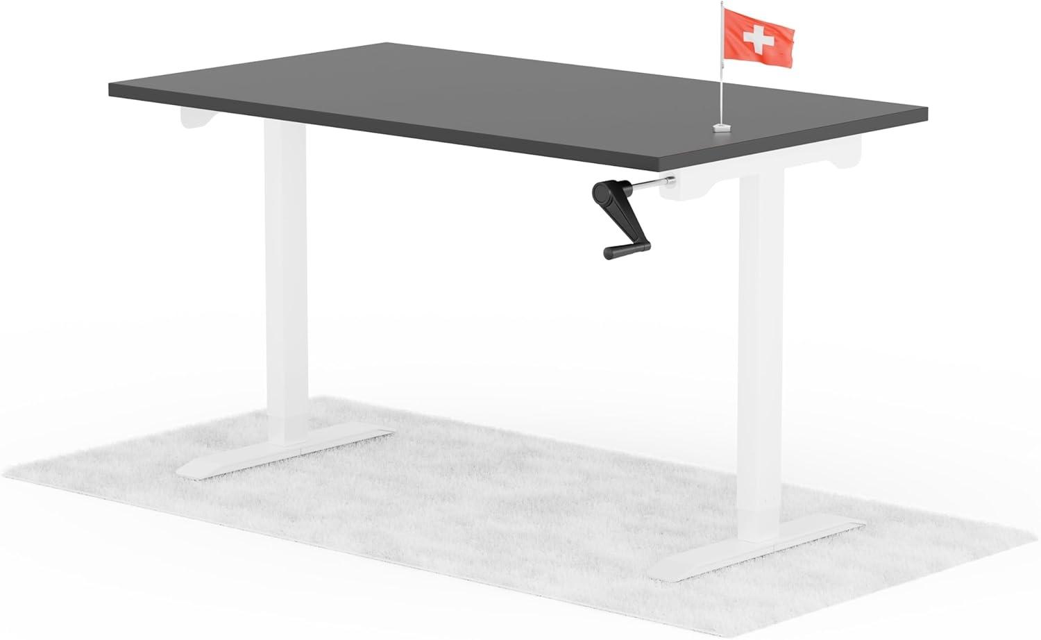 manuell höhenverstellbarer Schreibtisch EASY 140 x 80 cm - Gestell Weiss, Platte Anthrazit Bild 1