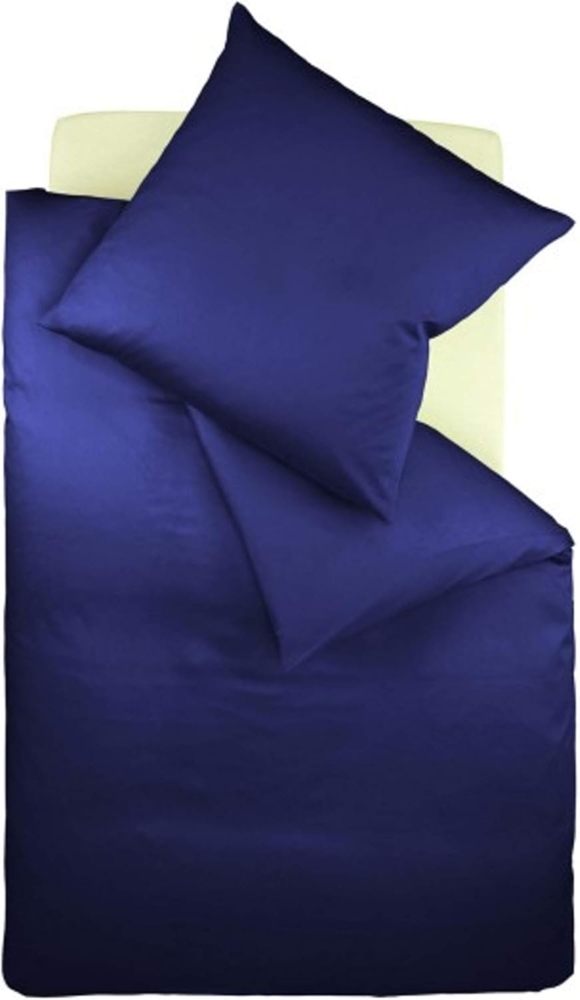 fleuresse Interlock Jersey Bettwäsche Colours 155x220 cm + 80x80 cm Dunkelblau Bild 1