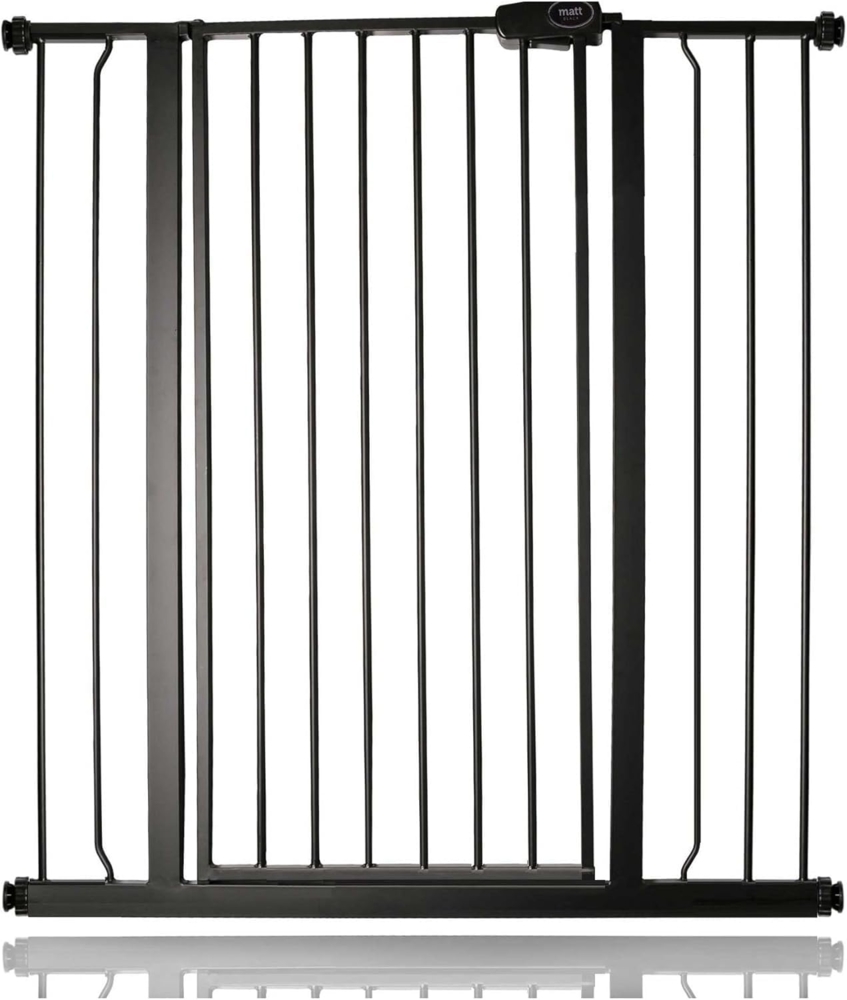 Safetots Extrahoher Metall-Sicherheitsgitter, Druckmontage, 94.3cm - 101.9cm, Mattschwarz, 104cm Höhe, Extrahohe Treppengitter, Gitter für hohe Babys, Einfache Installation Bild 1