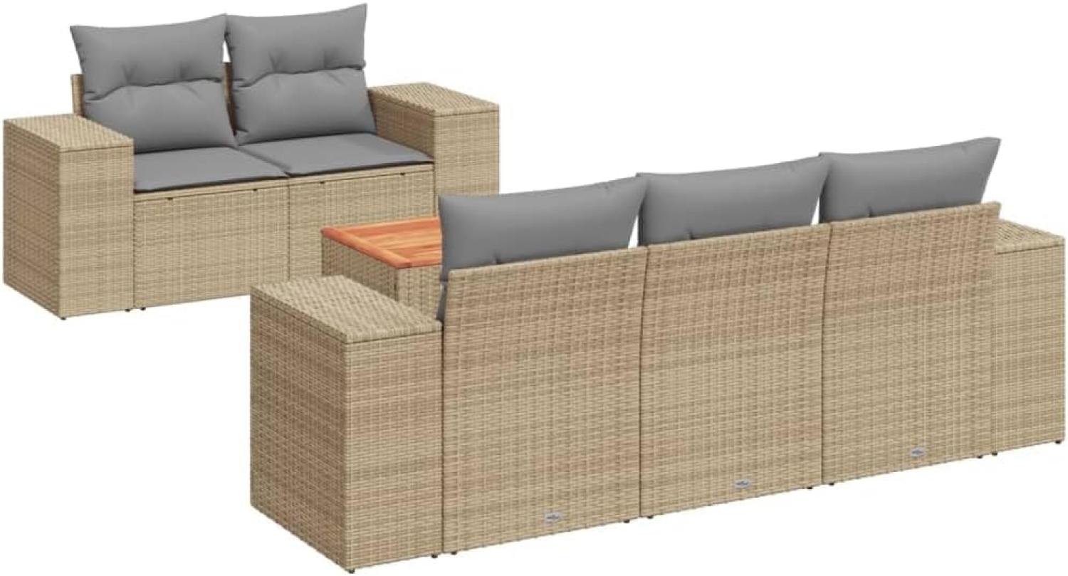 vidaXL 6-tlg. Garten-Sofagarnitur mit Kissen Beige Poly Rattan Bild 1