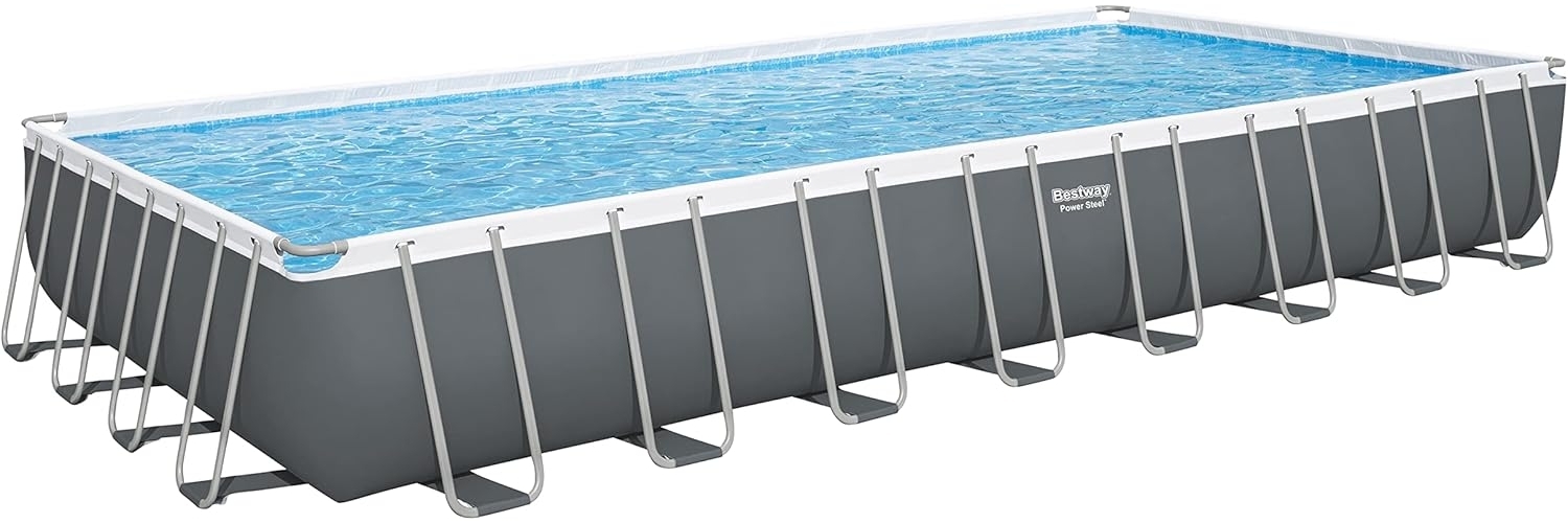 Power Steel™ Frame Pool, Lichtgrau, 956 x 488 x 132 cm Bild 1