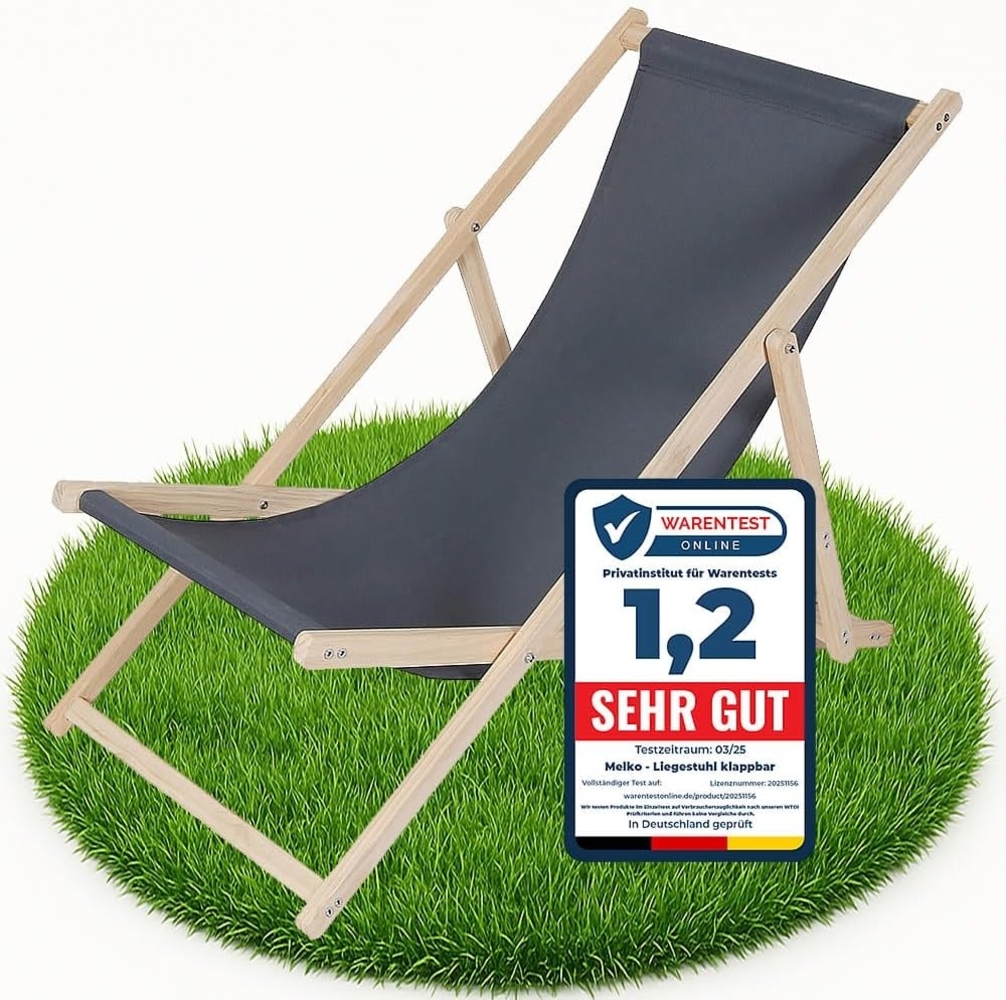 Melko Gartenstuhl Strandliege Liegestuhl Gartenliege Holz Freizeitliege Campingliege (Stück, 1 St), Inkl. Sicherung gegen ungewolltes Zusammenklappen Bild 1