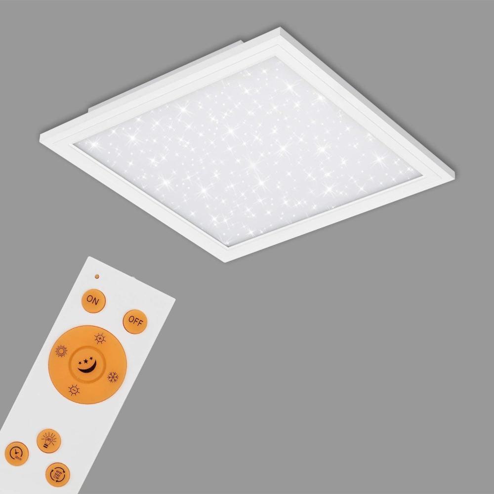 BRILONER Leuchten - LED Panel, Deckenlampe inkl. Sternendekor, Deckenleuchte dimmbar, Farbtemperatursteuerung (CCT), inkl. Fernbedienung, 24 Watt, 2. 400 Lumen, Weiß, 450x450x60mm (LxBxH), 7302-016 Bild 1