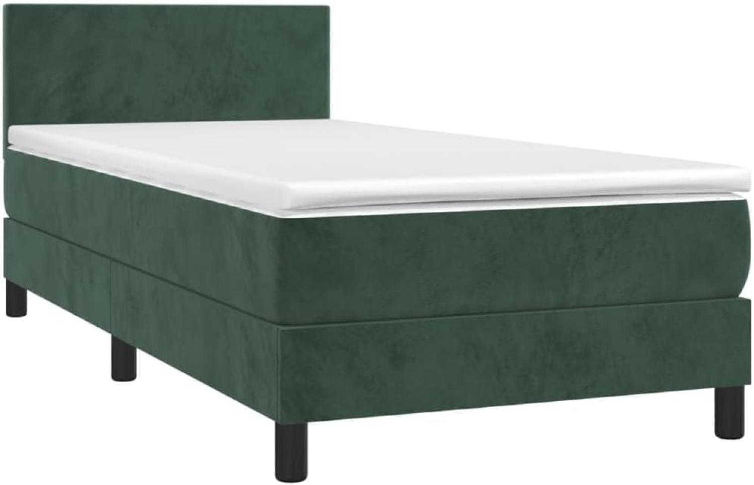 vidaXL Boxspringbett mit Matratze Dunkelgrün 90x200 cm Samt 3141164 Bild 1