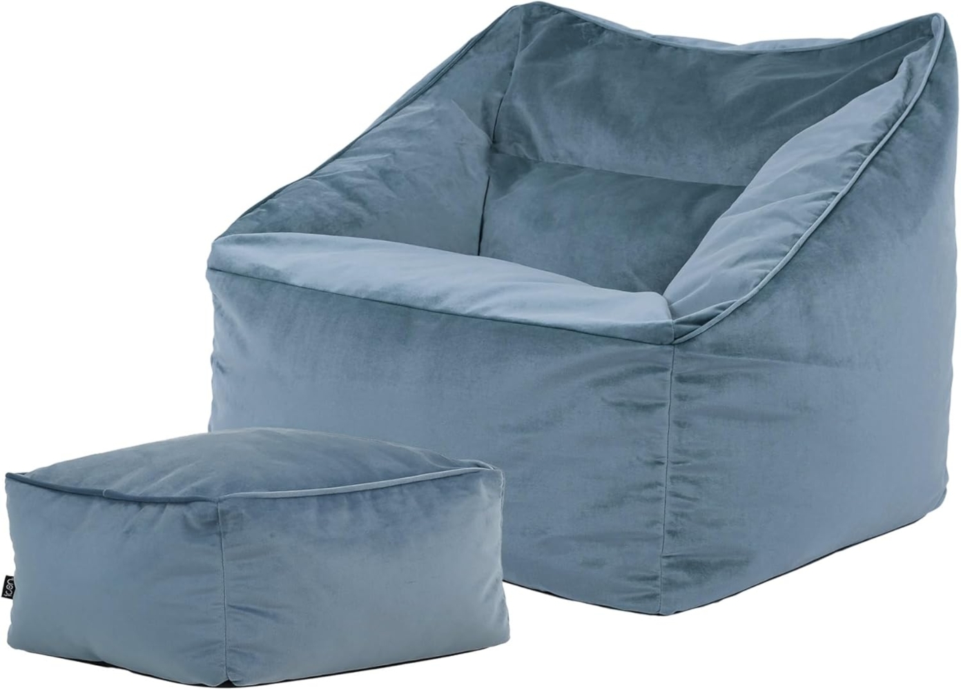 icon Sitzsack Riesen Sitzsack Sessel XXL aus Samt „Natalia" mit Hocker, 100x80x88cm, Made in Germany, für Erwachsene & Kinder, für Wohnzimmer Bild 1