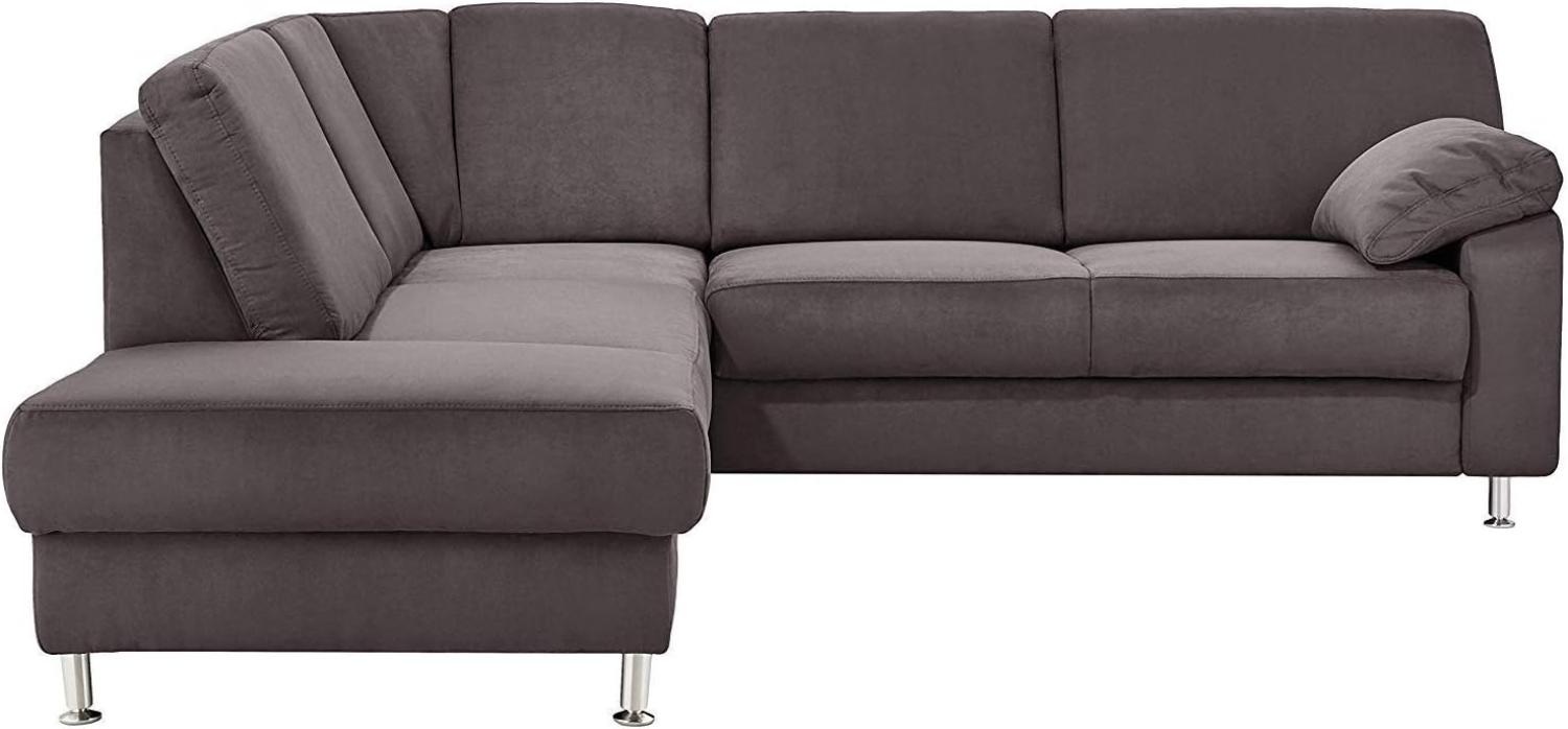 Cavadore Ecksofa Belfast mit Ottomane Polsterecke mit Federkern 243 x 88 x 218 Mikrofaser, Grau, links Bild 1