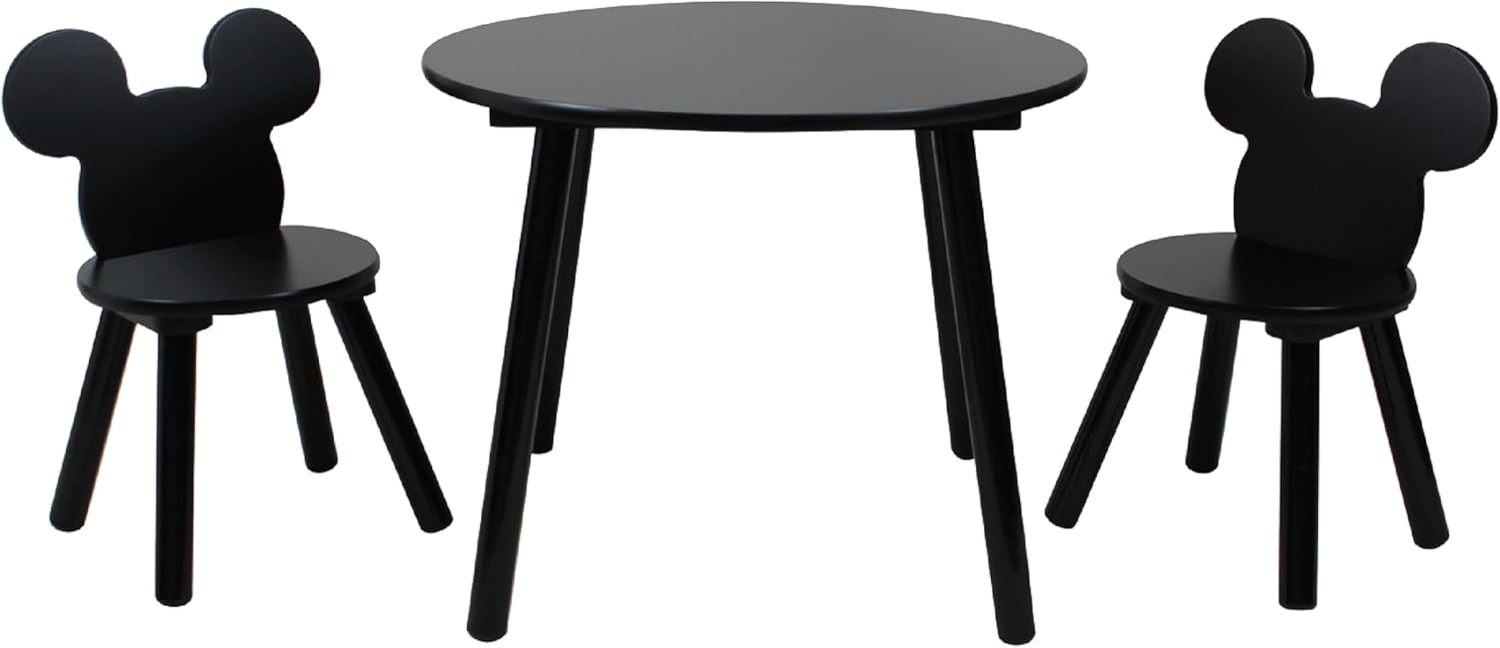 Disney Set mit Tisch und Stühlen, 15 mm MDF + Kiefernholz, Black, S Bild 1