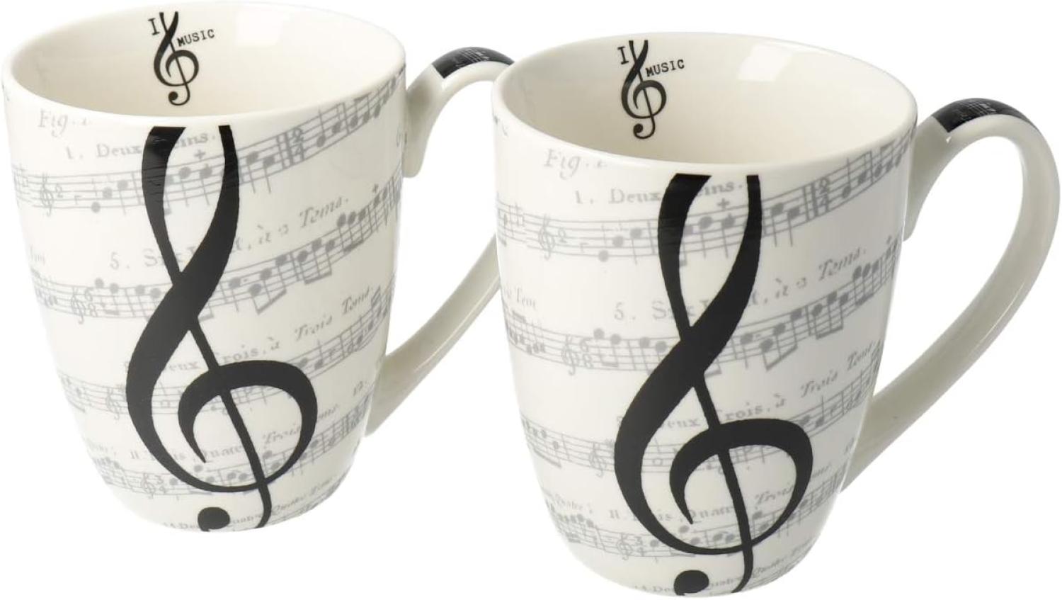 PPD I Love Music Henkelbecher, 2er Set, Kaffeetasse, Kaffee Becher, New Bone China, Weiß - Schwarz, 350 ml, 603062 Bild 1