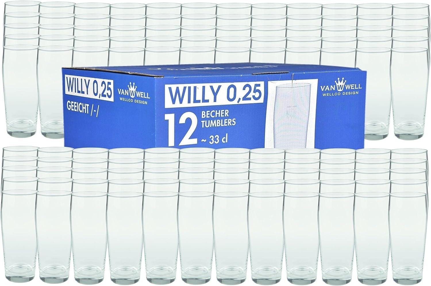 120er Set Bierglas Willibecher 0,25l geeicht Biergläser Tumbler perfekt geeignet für Gastronomie Bild 1