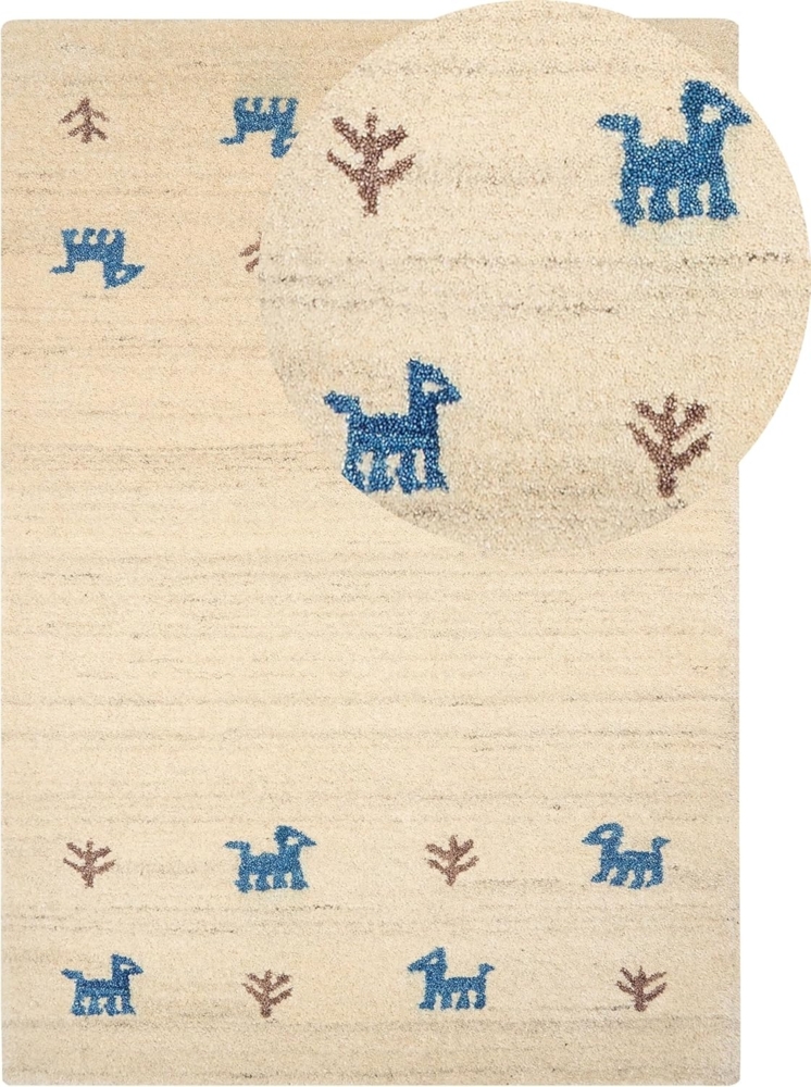 Gabbeh Teppich Wolle helles Beige 160 x 230 cm Hochflor YALI Bild 1