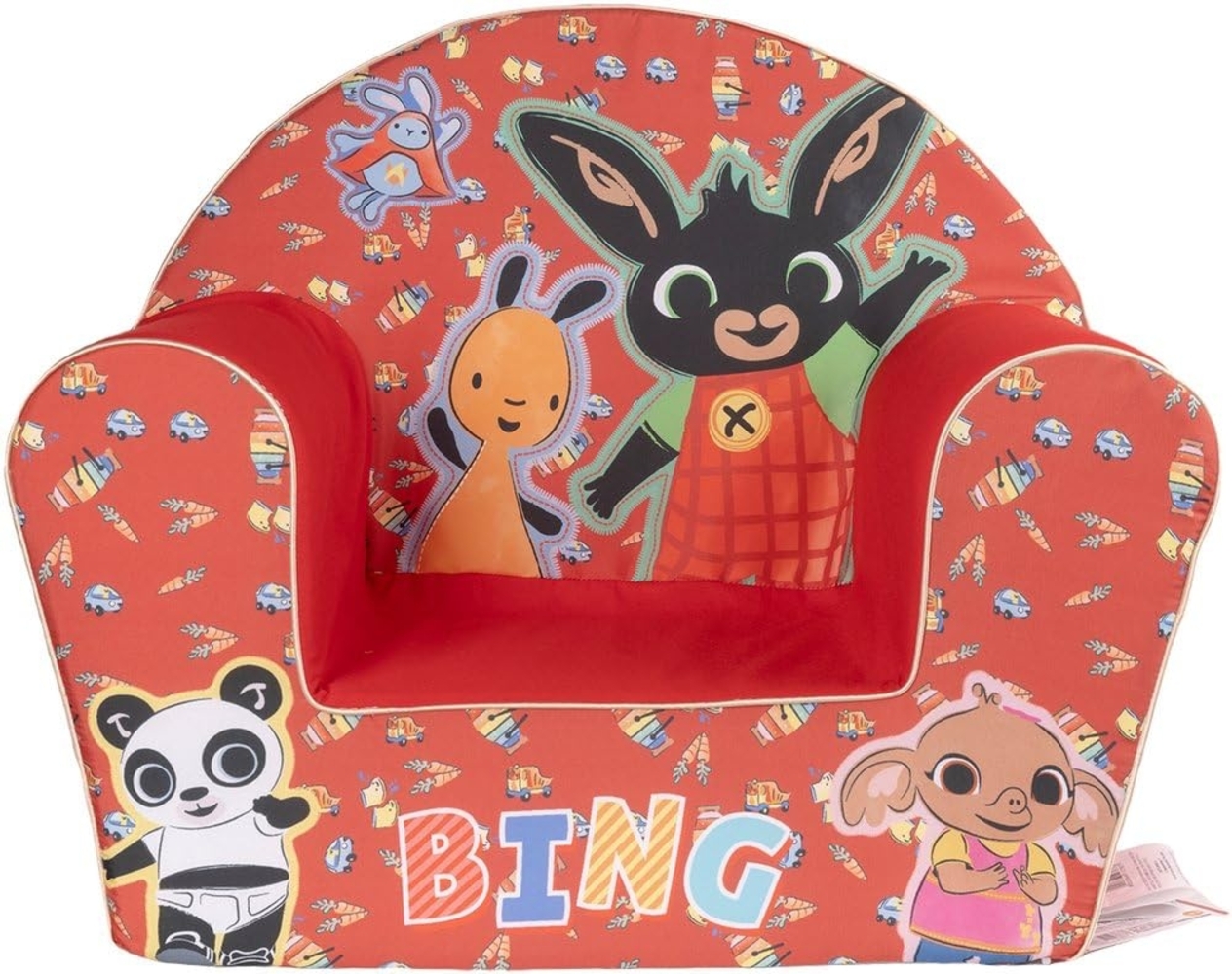 Bing Kindersessel – bequem und sicher, lustiges Design mit Bing und Flop – perfekt für Kinderzimmer und Spiel-Ecken (rot) Bild 1