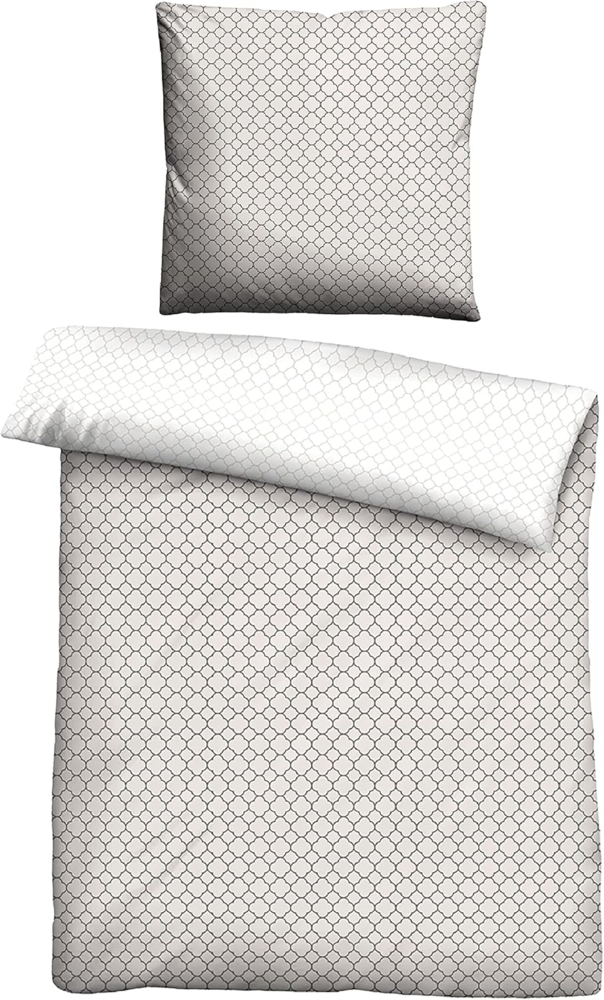 biberna 0636045 Mako-Satin Bettwäsche GRAFIK - MIX & MATCH, taupe, 1x 135x200 cm + 1x 80x80 cm Bild 1