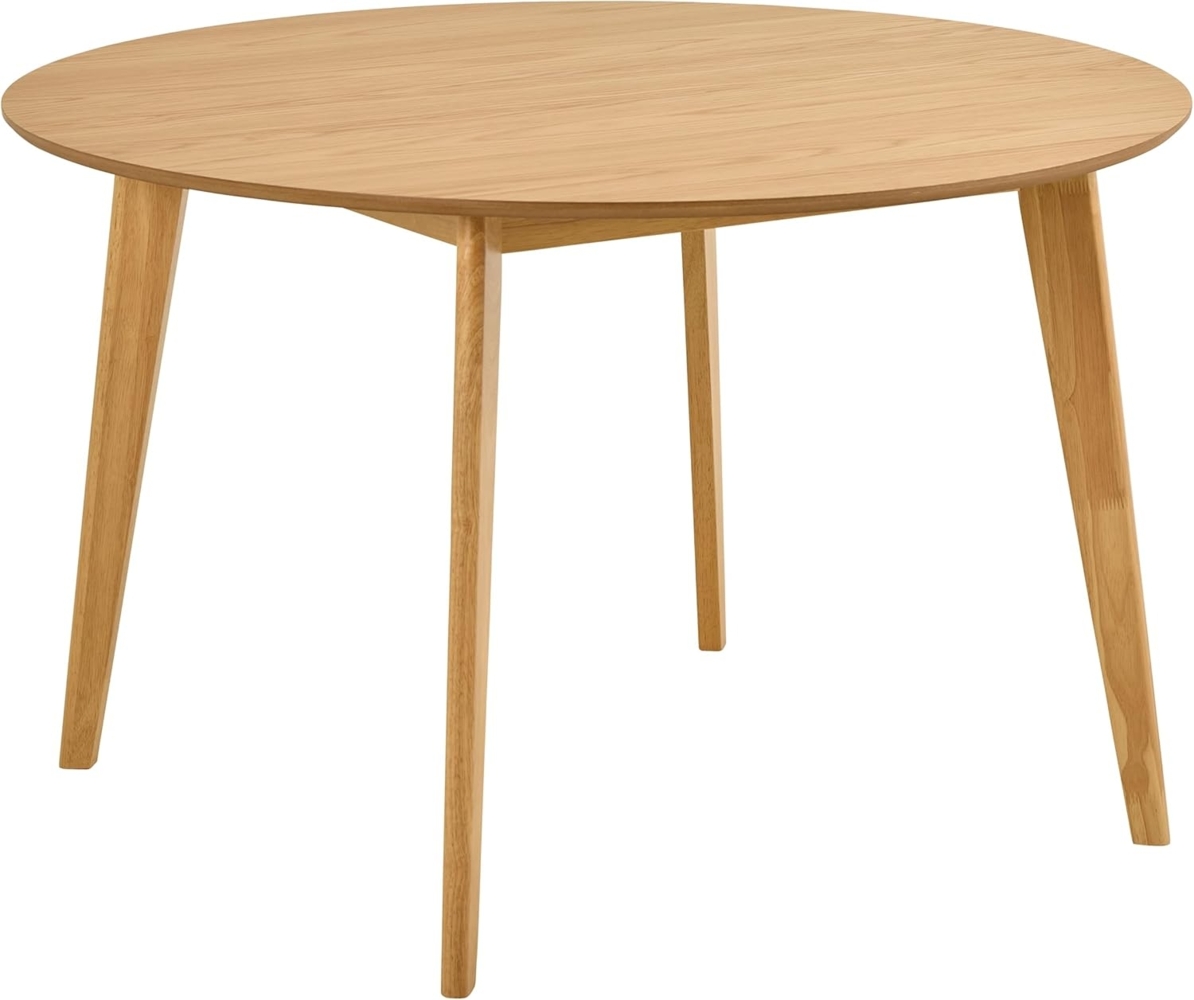 AC Design Furniture Roxanne rund Esstisch, Tischplatte Eiche SH Lack Furnier, Gestell matt Eiche gebeizt SH Lack Rubberwood mit gerade Maserung, Ø120x76 cm, Natürlich Bild 1