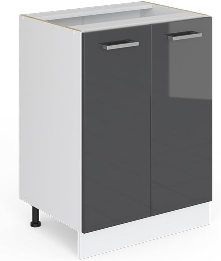 Unterschrank R-Line Anthrazit Hochglanz 60 cm mit Türen, ohne Arbeitsplatte Vicco Bild 1