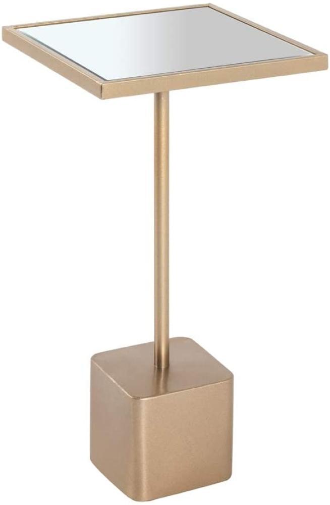 Beistelltisch mit Tischlplatte aus Spiegelglas, Stahlgestell gold, ca. 30x30 cm Bild 1