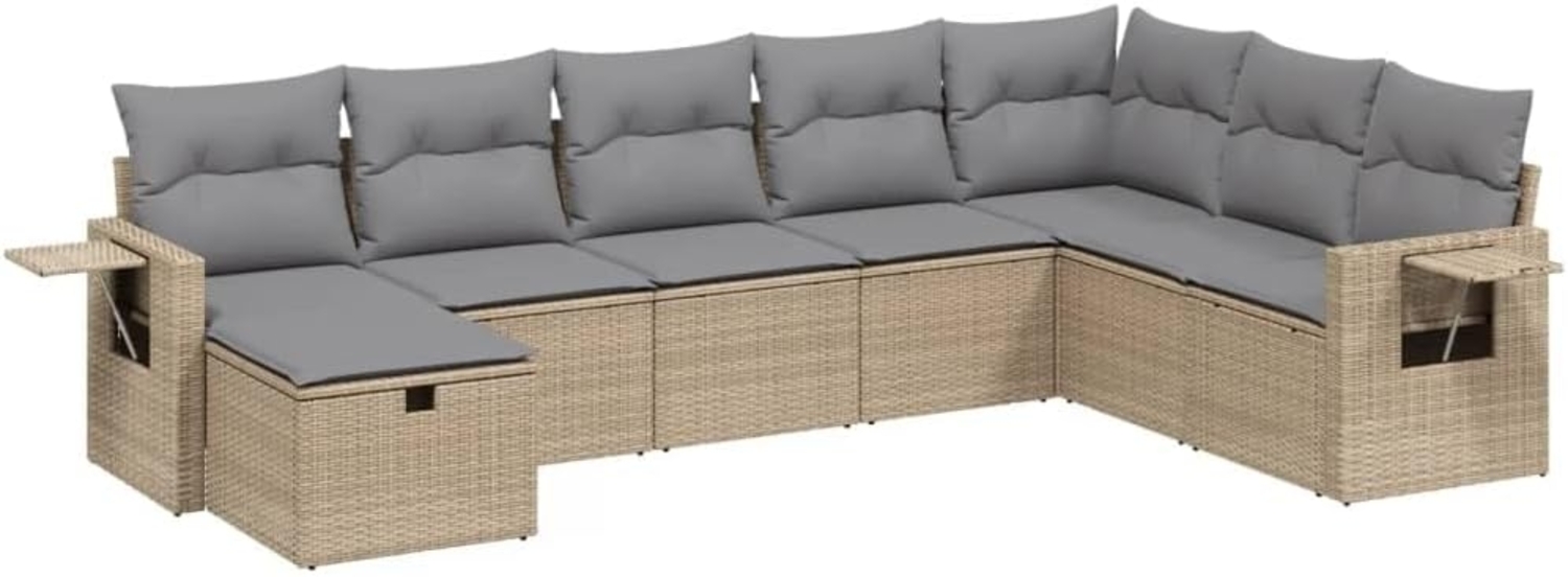 vidaXL 8-tlg. Garten-Sofagarnitur mit Kissen Beige Poly Rattan 3263895 Bild 1