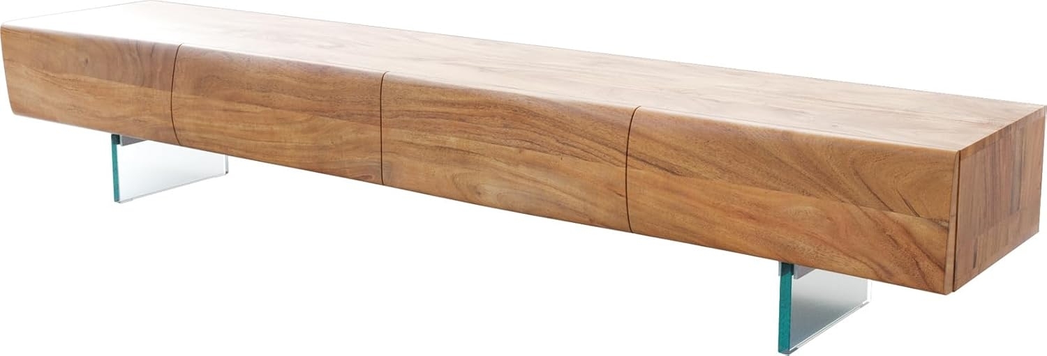 Lowboard New Live-Edge 200 cm Akazie Natur 4 Türen Glasfuß Bild 1