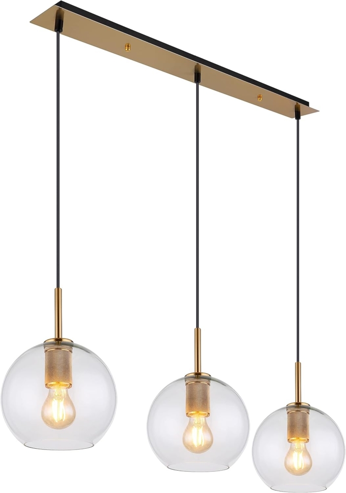 GLOBO LIGHTING Hängeleuchte ADARA, ohne Leuchtmittel, Hängelampe/messingfarben/Glas klar/ Höhe kürzbar/Wohnzimmer Bild 1
