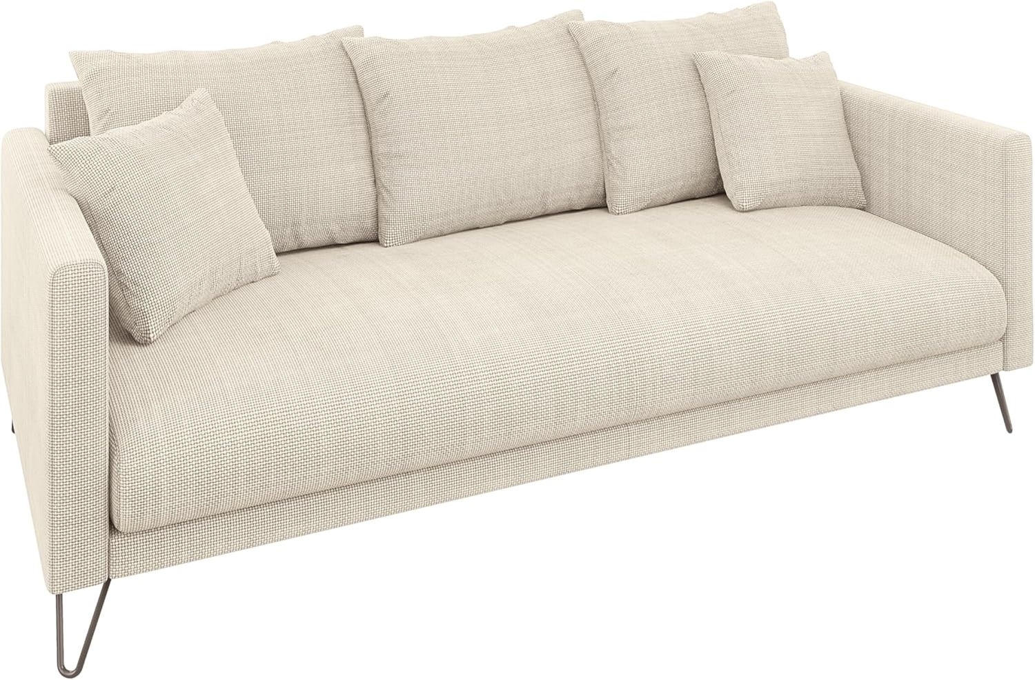 S-Style Möbel 3-Sitzer Sofa Harmony aus Chenille-Stoff mit Hohen Schwarzen Metallfüßen, mit Wellenfederung Bild 1