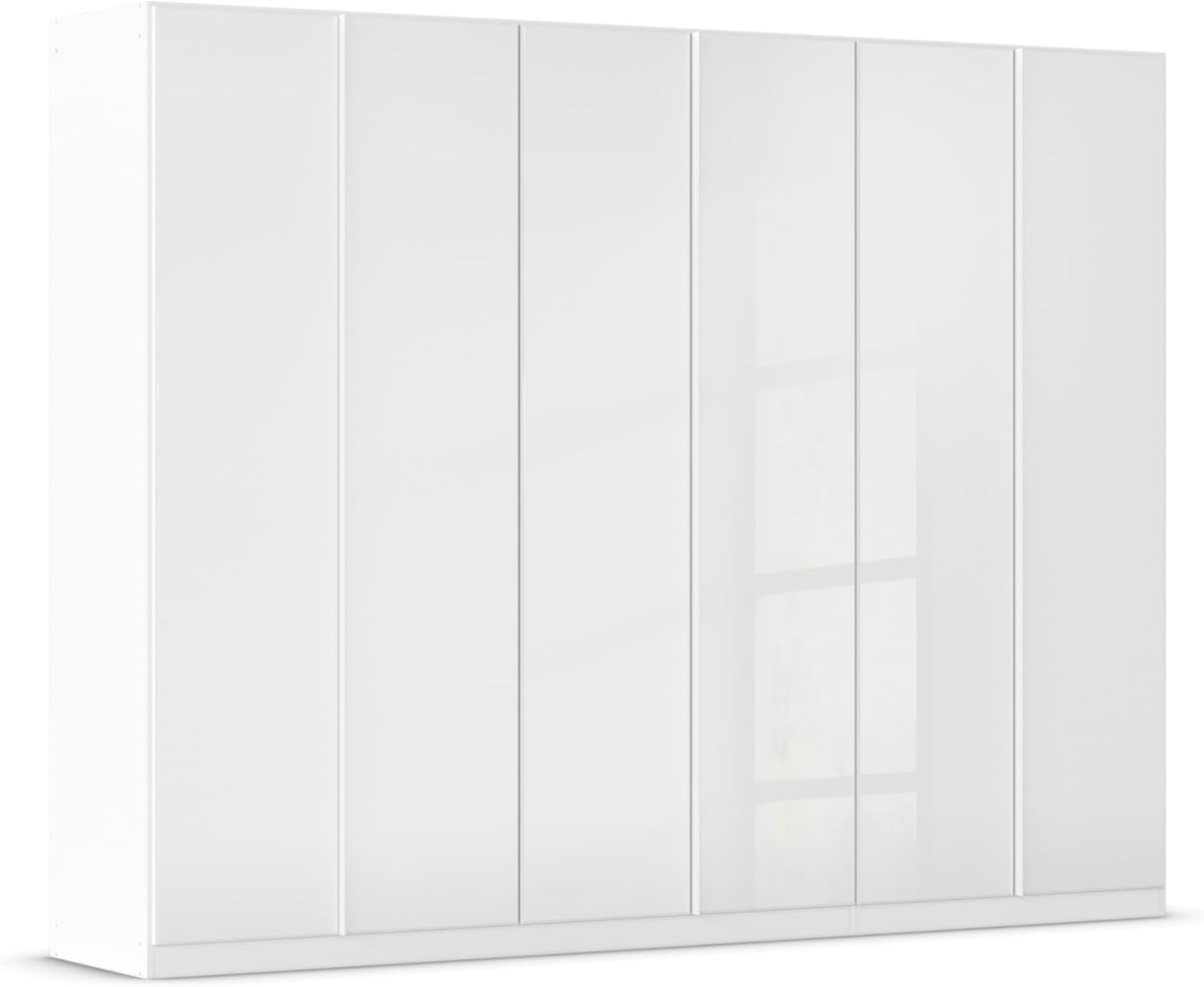 Rauch Möbel Monostar, Drehtürenschrank, Kleiderschrank, Kleiderschränke, Garderobe, 6-türig, 6 Glastüren, Farbe Glas weiß/Alpinweiß, 271 x 210 x 54 cm Bild 1