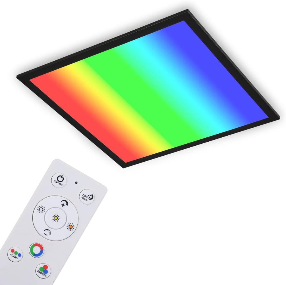 Briloner Leuchten - Ultraflache Deckenlampe RGB, Deckenleuchte CCT, LED Panel, Farbtemperatur einstellbar, Farbwechsel, Dimmbar, Fernbedienung, Schwarz, 45 x 45cm Bild 1