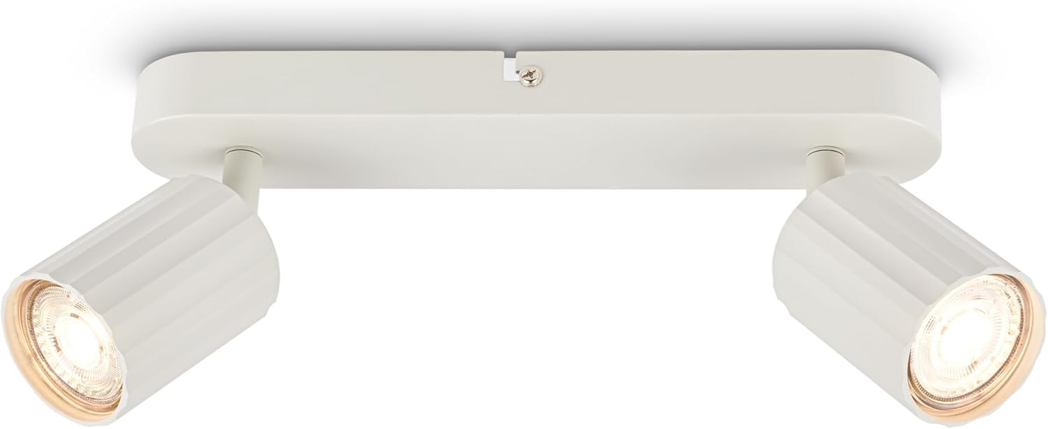 BRILONER - Deckenlampe mit Riffeln, schwenkbar, GU10, max. 9 W, Deckenleuchte, Lampe, Wohnzimmerlampe, Schlafzimmerlampe, Küchenlampe, Deckenstrahler, Deckenbeleuchtung, 28 cm, Altweiß Bild 1