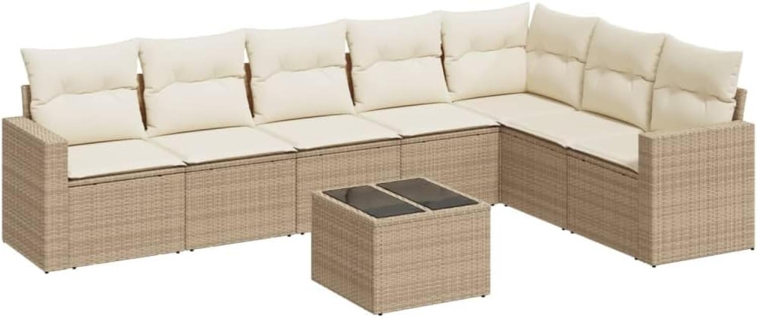 vidaXL 8-tlg. Garten-Sofagarnitur mit Kissen Beige Poly Rattan 3219048 Bild 1