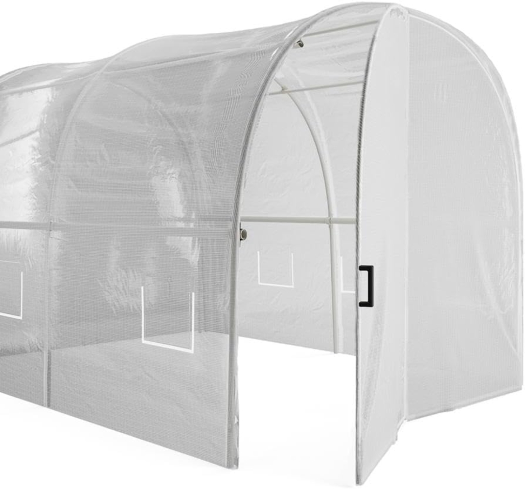 Vente-unique - Foliengewächshaus mit verzinktem Stahlrahmen & Tür - 6 m² - 200 x 300 x 200 cm - Weiß - ALOCASIA Bild 1