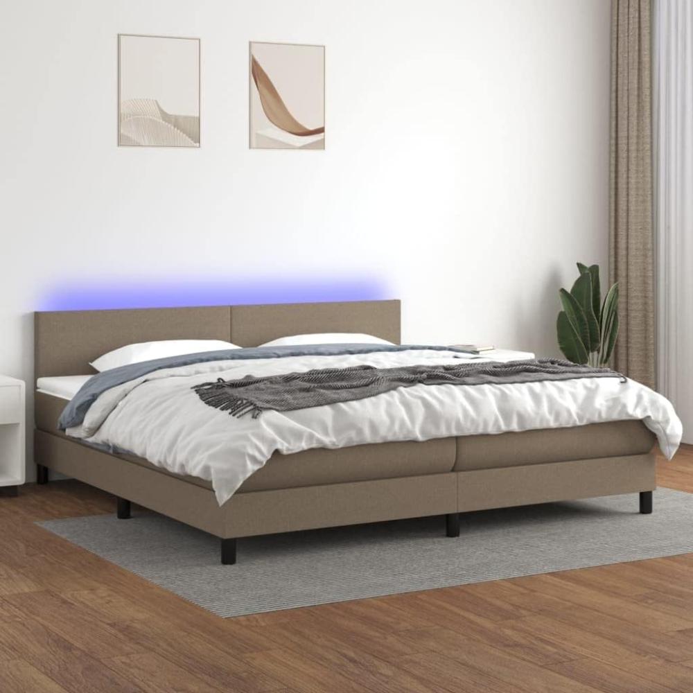 Boxspringbett mit Matratze & LED Stoff Taupe 200x200 cm, Härtegrad: H2 [3133025] Bild 1
