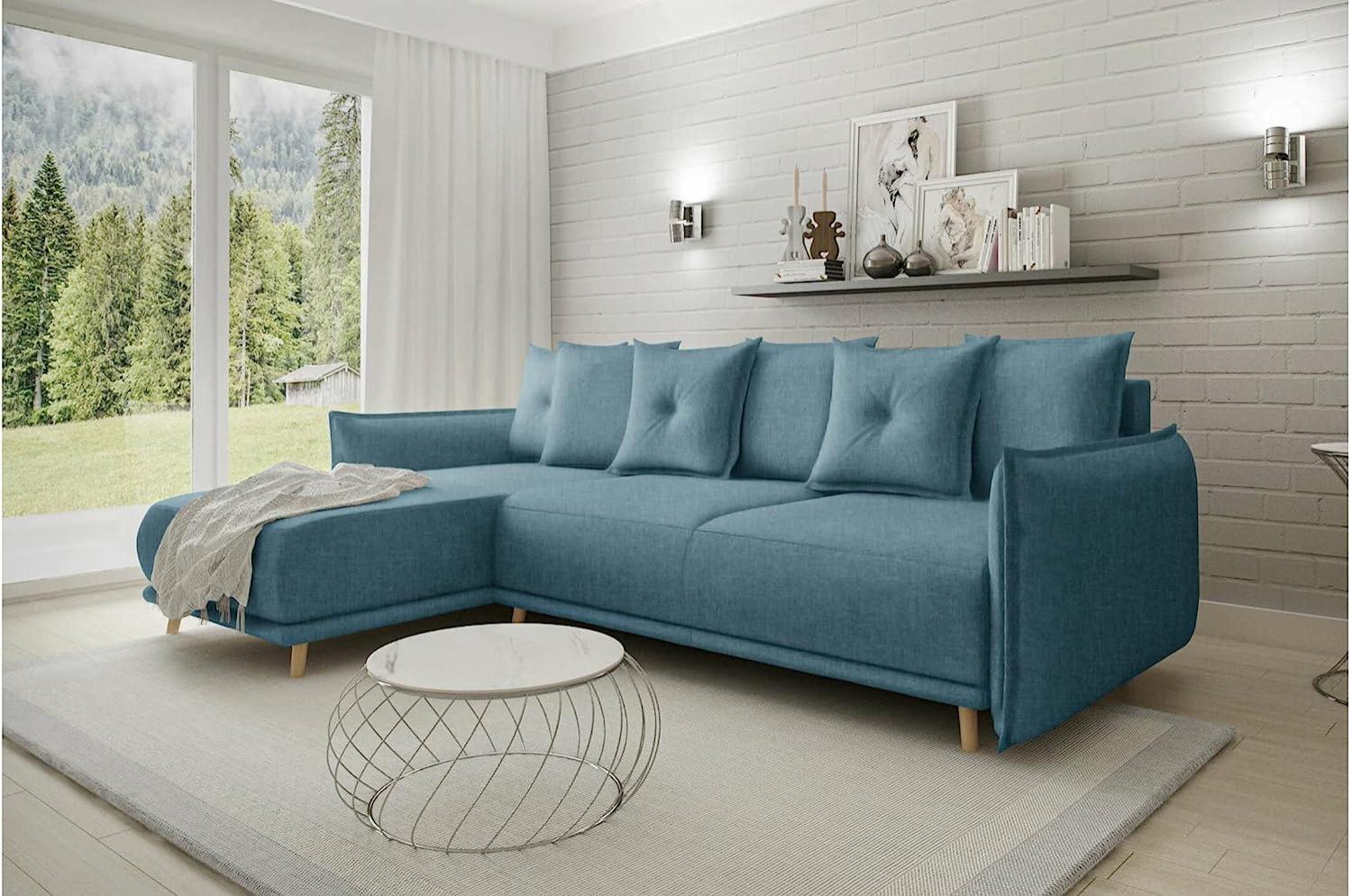 Stylefy Mauri Ecksofa Strukturstoff LARS Hellblau Links Bild 1