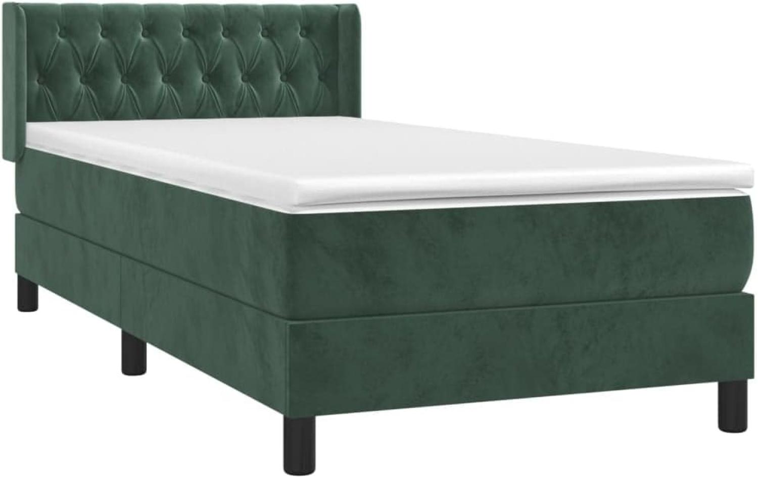 vidaXL Boxspringbett mit Matratze Dunkelgrün 100x200 cm Samt 3131126 Bild 1