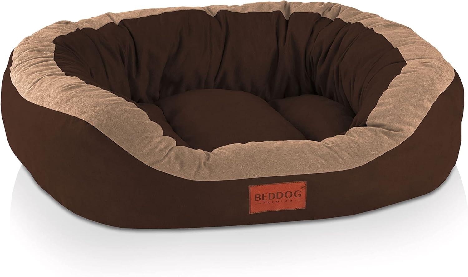 BedDog PRINS PREMIUM Hundebett, aus strapazierfähigem Alicante-Gewebe, mit Seiten, ovales Kissen für Ihr Haustier, L, CHOCOLATE (braun) Bild 1